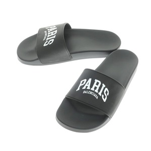 【未使用】バレンシアガ BALENCIAGA POOL SLIDE CITIES ラバー スライドサンダル ブラック【サイズ40】