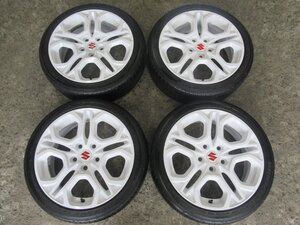 スイフトスポーツ　SUZUKI純正　17X6.5J+50 5/114.3　レッドSUZUKI　【ホワイト塗装】195/45R17　ダンロップ　ルマンV　バランス調整済