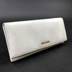 PRADA プラダ レディース 長財布 サフィアーノ 白 ホワイト ゴールド金具 ウォレット 24i菊E 