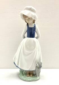 〈インテリア〉LLADRO リヤドロ NAO　少女　犬　コレクション　陶器　人形 置物【中古/現状品】005125-11