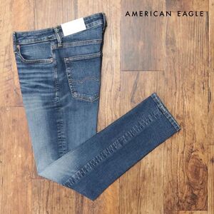 AMERICAN EAGLE/32インチ/テーパード デニムパンツ 0117-6310 伸縮性◎ ウォッシュ加工 ストリート 新品/青/ブルー/ih274/