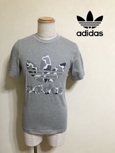 【新品】 adidas originals CAMO TREF TEE アディダス オリジナルス トレフォイル カモフラ ロゴ Tシャツ 半袖 サイズS グレー DH4766