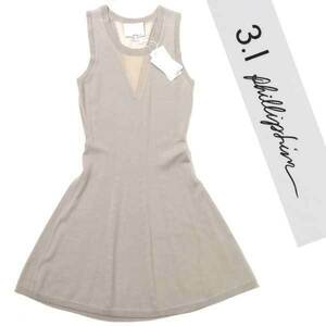 【SALE】新品 3.1 Phillip Lim sleeveless dress w/sheer neck 定価63,000円 sizeXS ベージュ PS13-7842PMW フィリップリム ワンピース