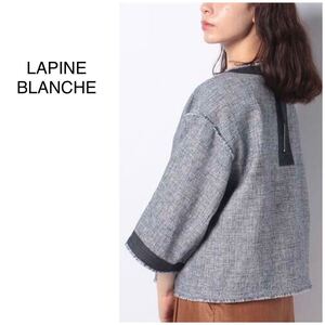 新品 5.3万 ラピーヌブランシュ LAPINE BLANCHE ツイードプルオーバー 38 日本製 ラピーヌ レディース トップス ブラウス