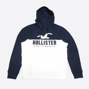 ★SALE★Hollister/ホリスター★アップリケロゴオーバーパーカー (Navy/White/XL)