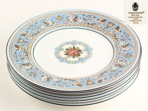 洋食器　WEDGWOOD　ウェッジウッド　FLORENTINE TURQUOISE　プレート　5客　径17.6ｃｍ　A0109