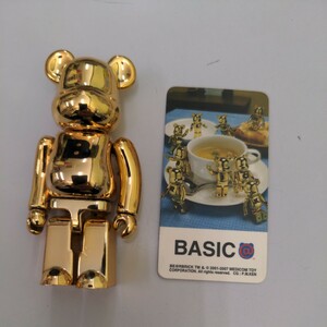 BE@RBRICK ベアブリック シリーズ14 ラージ B BASIC ベーシック ゴールド メタリック 100% メディコムトイ MEDICOMTOY カード