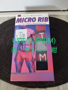 匿名配送】新品　TOMMY HILFIGER　トミーヒルフィガー　MICRO RIB　ボクサーパンツ 3枚組　USのS JPのM　赤　グレー　紺