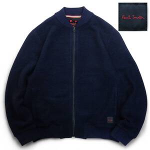 6270/Paul Smith HOME WEAR フルジップアップ ジャケット M●ブルゾン ジャンパー ブークレ素材 霜降りネイビー ポールスミス 古着