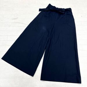 1519◎ Aquascutum アクアスキュータム パンツ ボトムス ズボン ワイド ガウチョ 無地 カジュアル ネイビー レディースS