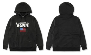 VANS パーカー プルオーバー 黒 ブラック M ヴァンズ スウェット USフラッグ 国旗 スケート ストリート VA17FW-MC24