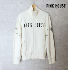 PINK HOUSE ピンクハウス サイズM ロゴプリント ワッペン ジップ スウェットジャケット トラックジャケット オフホワイト