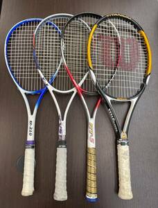 ♯2043　硬式テニスラケット　4本セット　 ミズノ（MIZUNO）　ウィルソン（WILSON）　カワサキ（KAWASAKI） 現状品