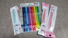 新品・未使用　１０色カラーボールポイントペン、４色ボールペン３本セット