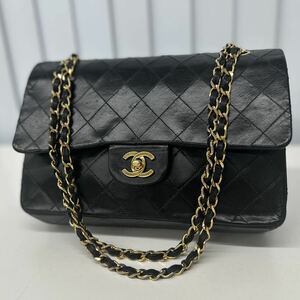 CHANEL シャネル マトラッセ25 チェーンショルダーバッグ ダブルフラップ ターンロック ブラック 0番台