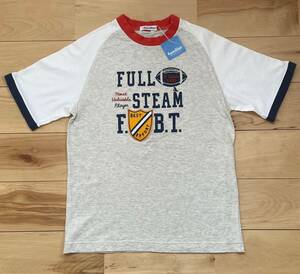 新品 150cm【ファミリア familiar】半袖Tシャツ 薄手ラグランスリーブ 薄グレー系 フットボールキッズボーイズ