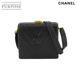 シャネル CHANEL シェブロン Vステッチ ショルダー バッグ レザー ブラック ゴールド 金具 ヴィンテージ Chevron Bag 90236719