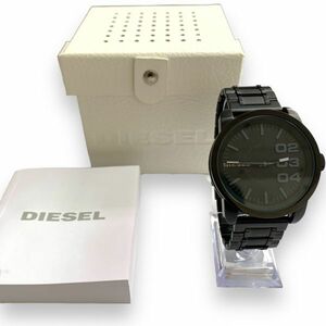 ■稼働品・極美品・良品　DIESEL ディーゼル　DZ-1371 クオーツ　ブラック文字盤　純正SSベルト　箱/取説付　新品電池交換済