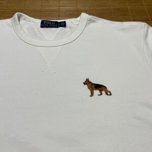 Polo Ralph Lauren ポロ ラルフローレン ジャーマンシェパード ドッグ 犬 刺繍 両Vガゼット スウェット シャツ トレーナー L