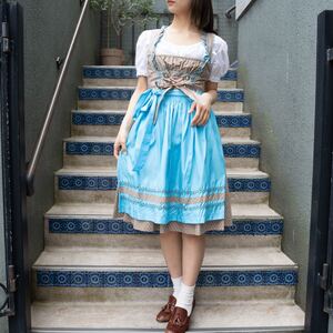 EU VINTAGE ESMARA LACE UP DIRNDL DESIGN TYROLEAN ONE PIECE/ヨーロッパ古着レースアップディアンドルデザインチロリアンワンピース