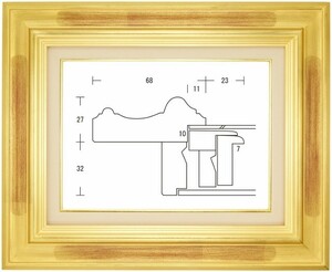 額縁 油彩額縁 油絵額縁 木製フレーム 春海角紋 金 サイズM6号