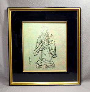 美品【親鸞聖人 鏡御影 専阿弥陀仏 仏画 額装】色紙額 漆器 印刷 浄土真宗 仏具