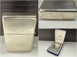 G519-X3-285◎ Zippo ジッポー STERLING 2002 オイルライター 喫煙グッズ 現状品①◎