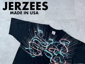 ☆送料無料☆ JERZEES ジャージーズ USA直輸入 古着 半袖 アメリカ製 Tシャツ メンズ L ブラック トップス 中古 即決