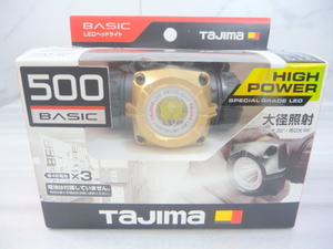 ☆展示未開封品 Tajima/タジマ ヘッドライト LE-M501D 単4乾電池タイプ 500ルーメン 大径照射 電源一体型ヘッドライト防水/耐久 (A92605)