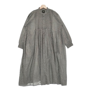 maison de SOIL ピンタック COTTON REPETITIONAL FLOWER BLOCK PRINT インド製 ワンピース 23AW グリーン メゾンドソイル4-1214M 254185