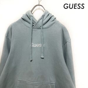 GUESS ゲス★ロゴ刺繍 長袖スウェットパーカー プルオーバー グリーン 緑