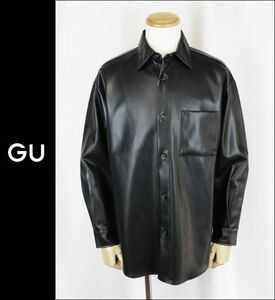 ■■＜未使用品：タグ付属＞ジーユー＜GU フェイクレザーNT+E ブラック＞SHIRT JACKET＜S＞■■