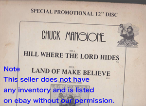 ロフト・クラッシック12inch★CHUCK MANGIONE / Hill where the lord hides / Land of make believe★promo only・Mercury★