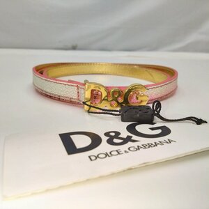 ◎【DOLCE&GABBANA/ドルチェ＆ガッバーナ】D&G レディースベルト ロゴ タグ付き ピンク グラデーション ゴールド 85サイズ JD5FF4/kt2175