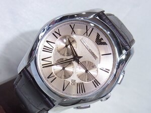 エンポリオ・アルマーニ EMPORIO ARMANI メンズ クォーツ 腕時計 AR-1785 クロノ デイト ブラウン 革ベルト 中古良品