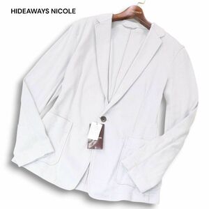 【新品 未使用】 HIDEAWAYS NICOLE ハイダウェイ ニコル 通年 アンコン カーディガン ジャケット Sz.48　メンズ グレー　I4T03046_9#O