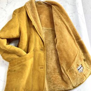 SHEARLING ラムムートン リアルムートンコート 本革 リアルファー ブルゾン コート メンズ 表記サイズ40-実寸L/イエロー系