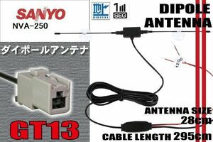 ダイポール TV アンテナ 地デジ ワンセグ フルセグ 12V 24V サンヨー SANYO 用 NVA-250 対応 GT13 ブースター内蔵 吸盤式