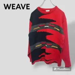 Y896【WEAVE】個性的 レトロニット　ジェンダーレス　毛混　昭和レトロ