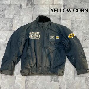 Yellow corn イエローコーン バイクジャケット プロテクター ウィンタージャケット バイカー ライダース 両面刺繍 サイズM 玉SS2670