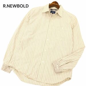 R.NEWBOLD ポールスミス 通年 長袖 ロゴ刺繍★ ストライプ 総柄 シャツ Sz.L　メンズ　C4T02954_3#C