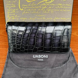 絶賛 限定EU製＆定価68万◆UABONI*最高級アメリカアリゲーター・ラウンドファスナー長財布◆手染 パティーヌ クロコ メンズウォレット 紳士