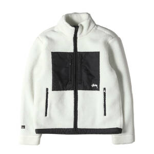 STUSSY ステューシー ジャケット サイズ:L GORE WINDSTOPPER シェルパ フリースジャケット SHERPA FLEECE JACKET ホワイトブラック