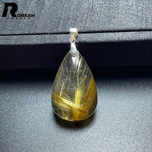 上品 EU製 定価19万円★ROBEAN・タイチンルチルペンダント★黄金針水晶 ゴールド アクセサリー 九星開運天然石 32.8*21.5*10.9mm ML730279