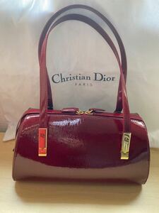 Christian Dior レア 極美品 エナメルボストンバッグ ハンドバッグ クリスチャン ディオール ミニボストンバッグ ショルダー トロッター