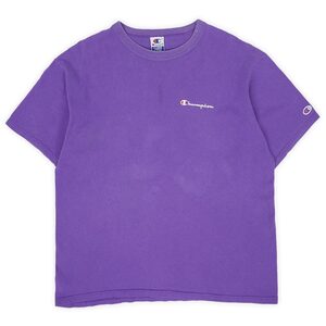 チャンピオン Champion 90s 90年代 スクリプトロゴ Tシャツ ワンポイント 定番 USA ヴィンテージ 古着 (-2851) パープル / 紫 XL