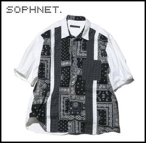 SOPHNET ソフネット 22SS S/S BAGGY VERTICAL PANELED REGULAR COLLAR SHIRT ペイズリー バンダナ パッチワーク 切替 ビッグ 半袖 シャツ M