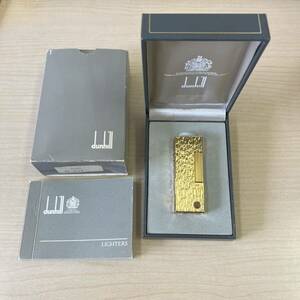 【T0602】dunhill Dunhill ダンヒル ライター 喫煙具 喫煙グッズ ゴールドカラー ローラー ケース付き 火花未確認 着火未確認