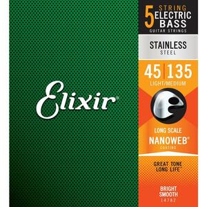 Elixir ベース弦 14782 NANOWEB 5弦 LONG SCALE LIGHT/MEDIUM 45-135 STAINLESS