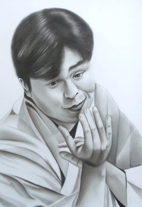 〇色鉛筆画・宅配８０サイズ・人物画 落語家 (250×355) 絵画 立川志らく